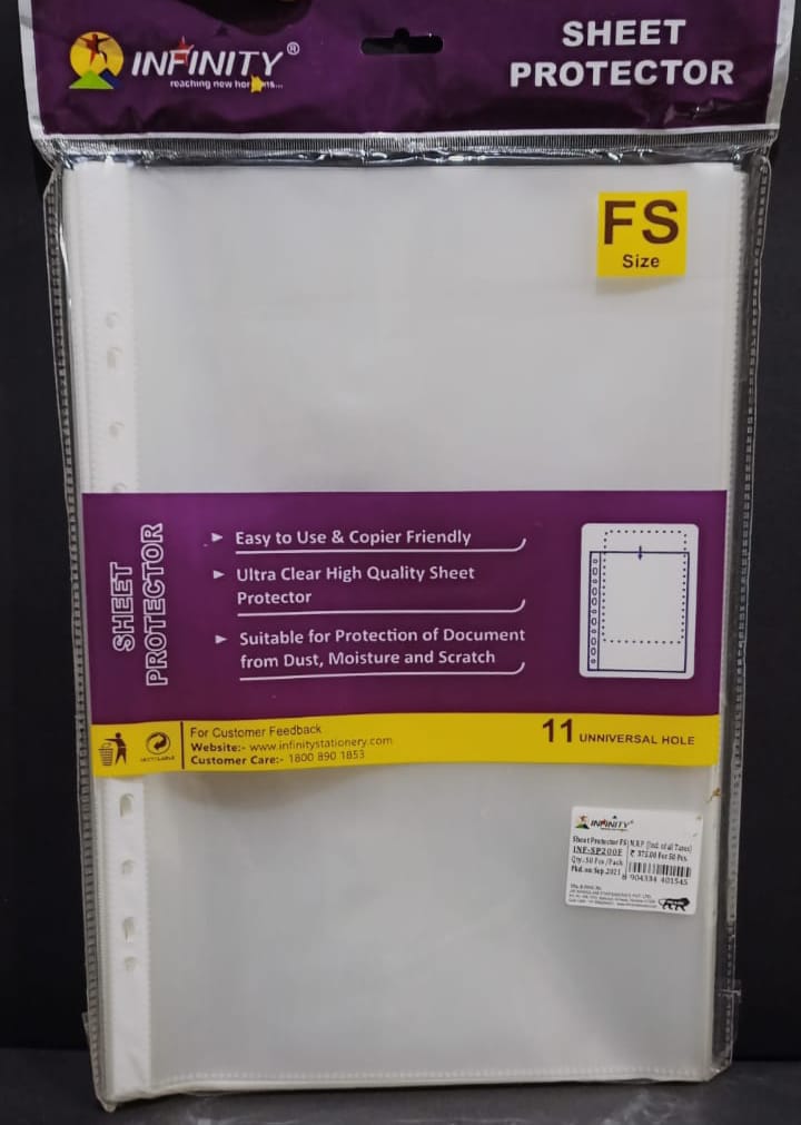 Infinity Sheet Protector 200 Micron FS Legal (Pack Of 50)