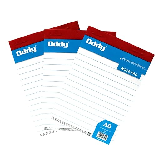 Oddy Premium Writing Pad A6 (1/16) 80 Pages Rulled (Pack Of 5)