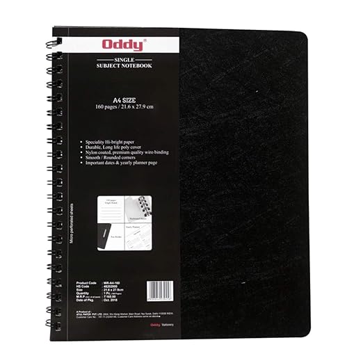 Oddy Wiro Notebook / Subject Notebook A4 160 Pages (Spiral Diary)