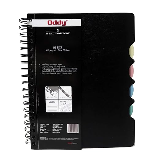 Oddy Wiro Notebook / Subject Notebook B5 300 Pages (Spiral Diary)