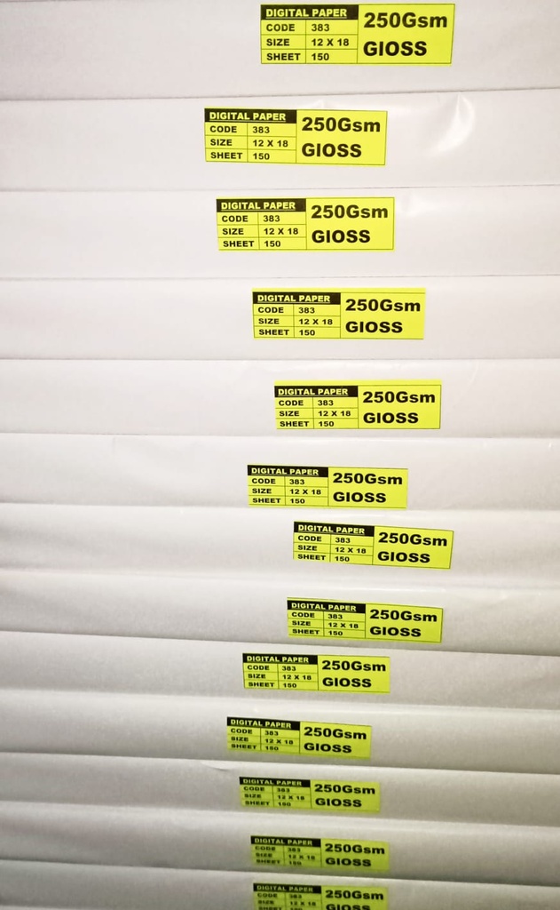BGPPL Digital 12x18 250 Gsm Gloss Art Card 7.0 Kg (Pack of 200)