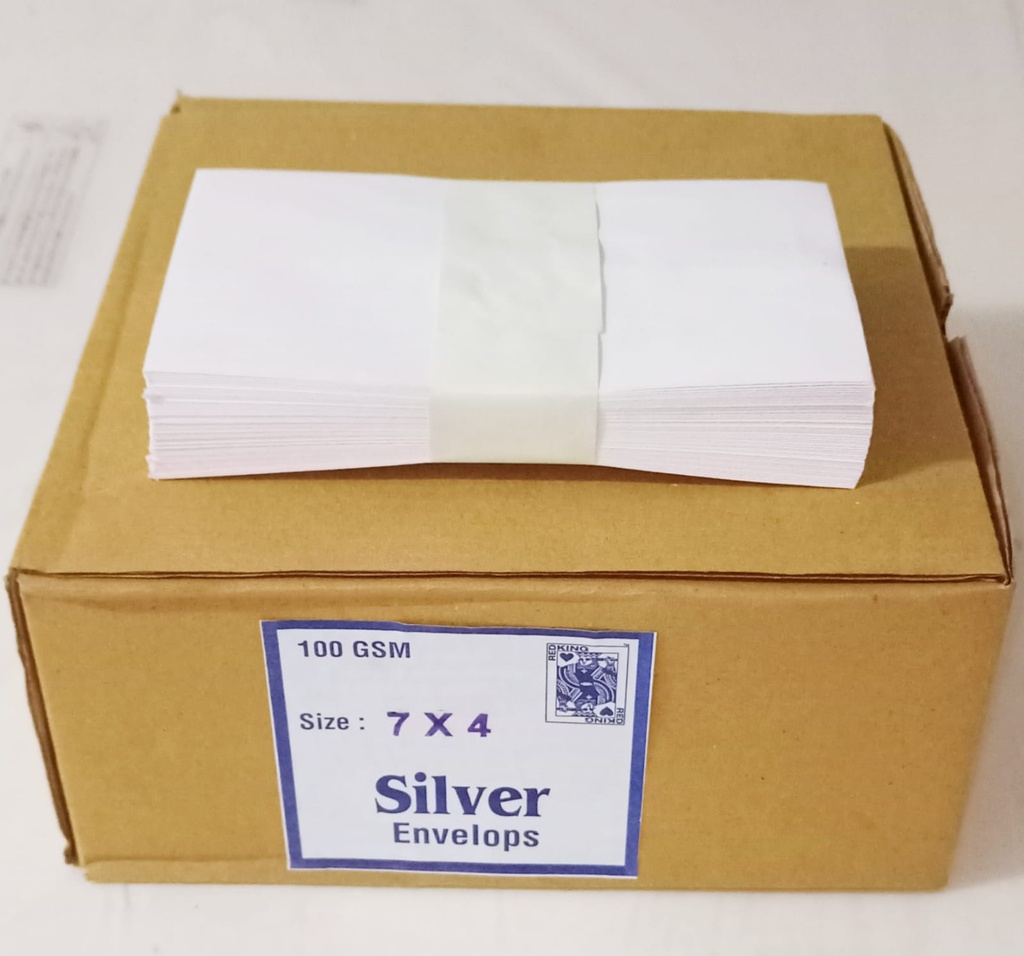 7x4 Silver Cover/Envelopes 100 Gsm-Pack Of 100