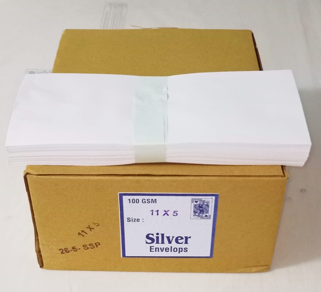 11x4.75 Silver Cover/Envelopes 100 Gsm-Pack Of 100