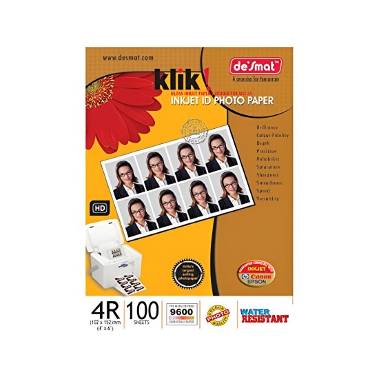 Desmat Photo Paper Glossy Size 6x4 180 Gsm (Pack of 100) 