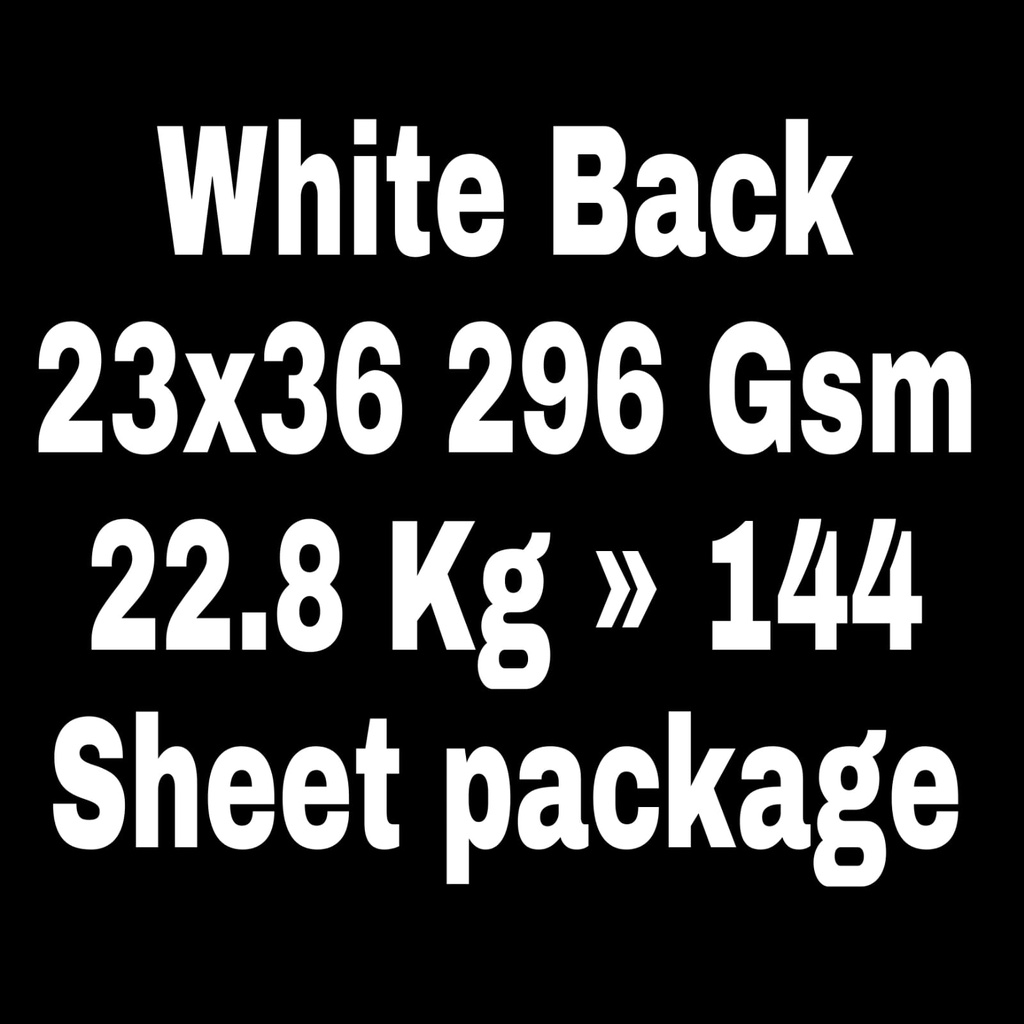 White Back 23x36 296 Gsm 22.8 Kg