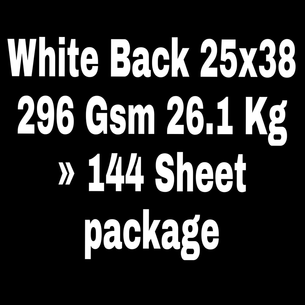 White Back 25x38 296 Gsm 26.1 Kg
