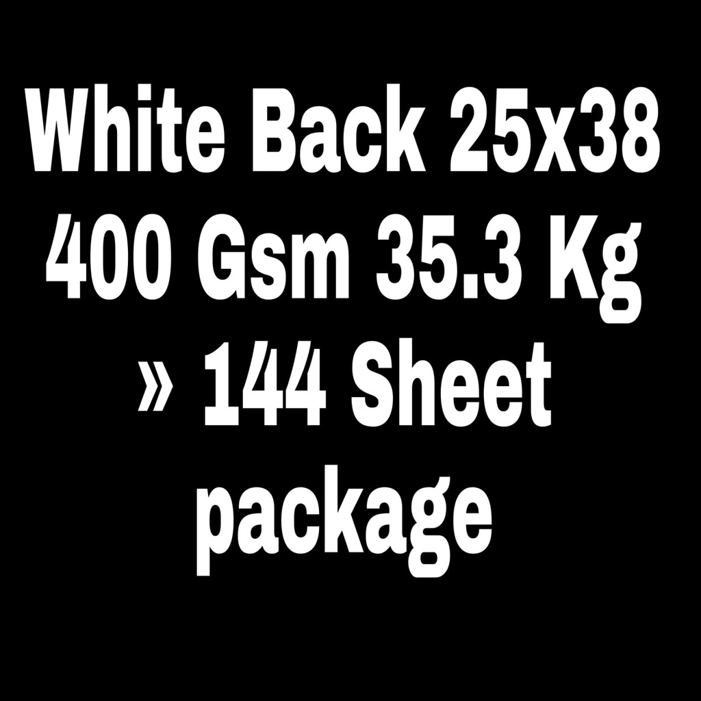 White Back 25x38 400 Gsm 35.3 Kg