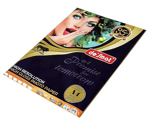 Desmat High Gloss Photo Paper, A4 Size 130 Gsm (Pack of 20)
