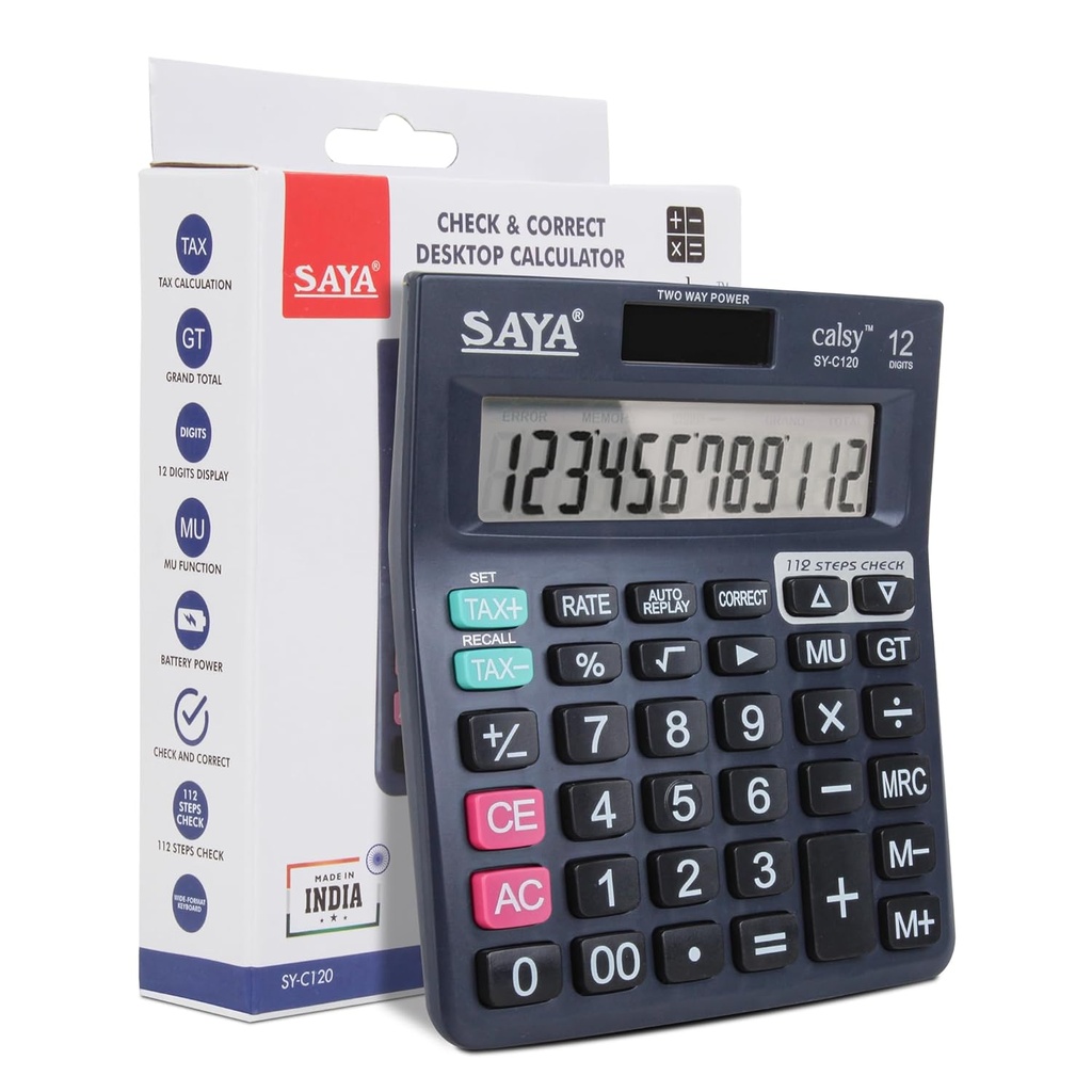 Saya Calsy SY-C120 Check and Correct Classic Desktop Calculator (12 Digit)