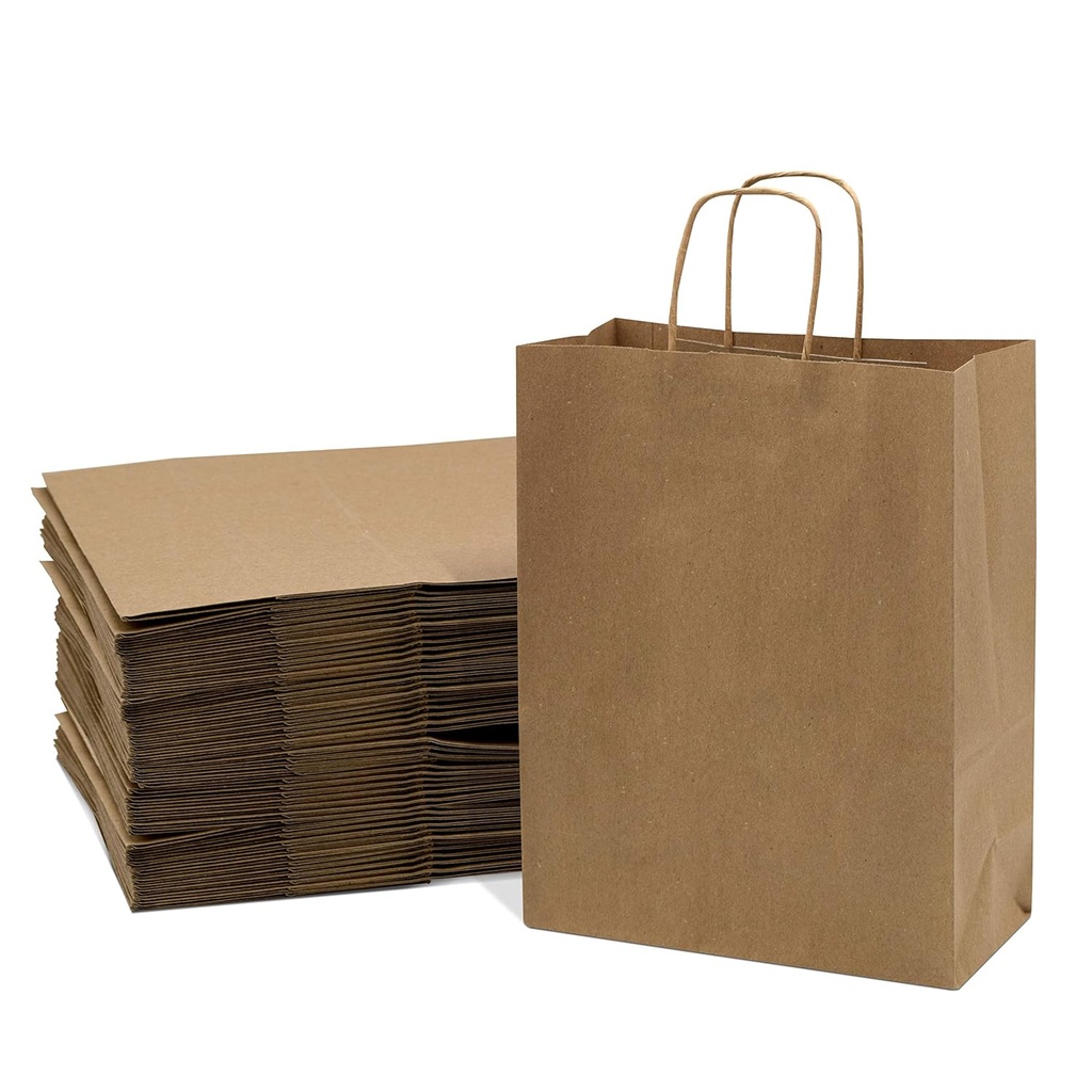 Brown Kraft Paper Bags with Twisted Handles 8"x4"x10" Inch 150 Gsm (Pack of 25)