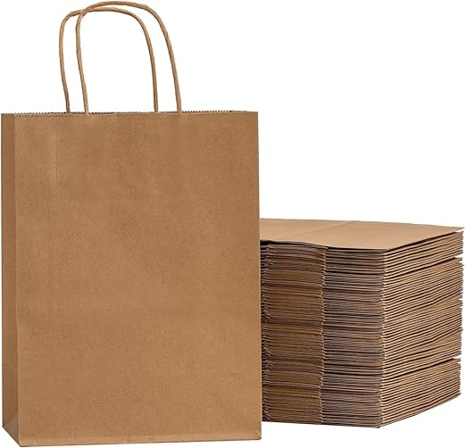 Brown Kraft Paper Bags with Twisted Handles 10"x5"x13" Inch 150 Gsm (Pack of 25)
