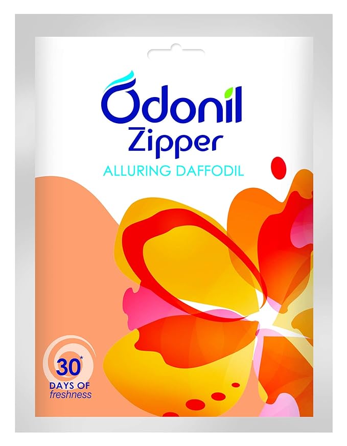 Odonil Zipper Bathroom Air Freshener-Alluring Daffodil / 10g Instant & Long Lasting Fragrance