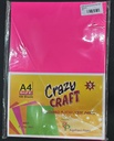 Fluorescent Colour Paper Double Sided, A4 Size, 80 Gsm, Pink Colour, (Pack of 100) Use for Arts / Crafts & Printing. 