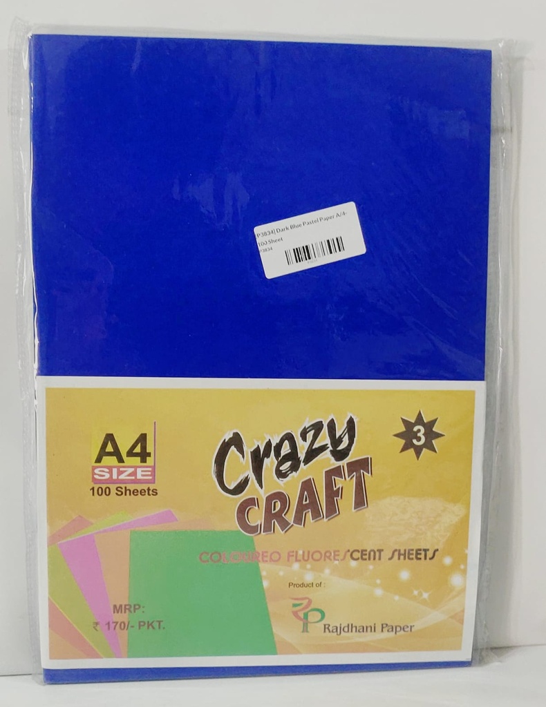 INC Fluorescent Paper Blue Colour A4 80 Gsm (Pack Of 100)