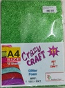 Glitter Foam Sheet, A4 Size, Light Green Colour, (1.5mm Thick -Pack Of 10) For Arts and Crafts, Scrapbooking, DIY Work, Decoration, Gift Wrapping.