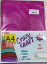 Glitter Foam Sheet A4 Red Colour 1.75mm Thickness (Pack Of 10)