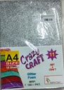 Glitter Foam Sheet, A4 Size, Silver Colour, (1.5mm Thick -Pack Of 10) For Arts and Crafts, Scrapbooking, DIY Work, Decoration, Gift Wrapping.