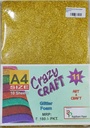 Glitter Foam Sheet A4 Golden Colour 1.75mm Thickness (Pack Of 10)