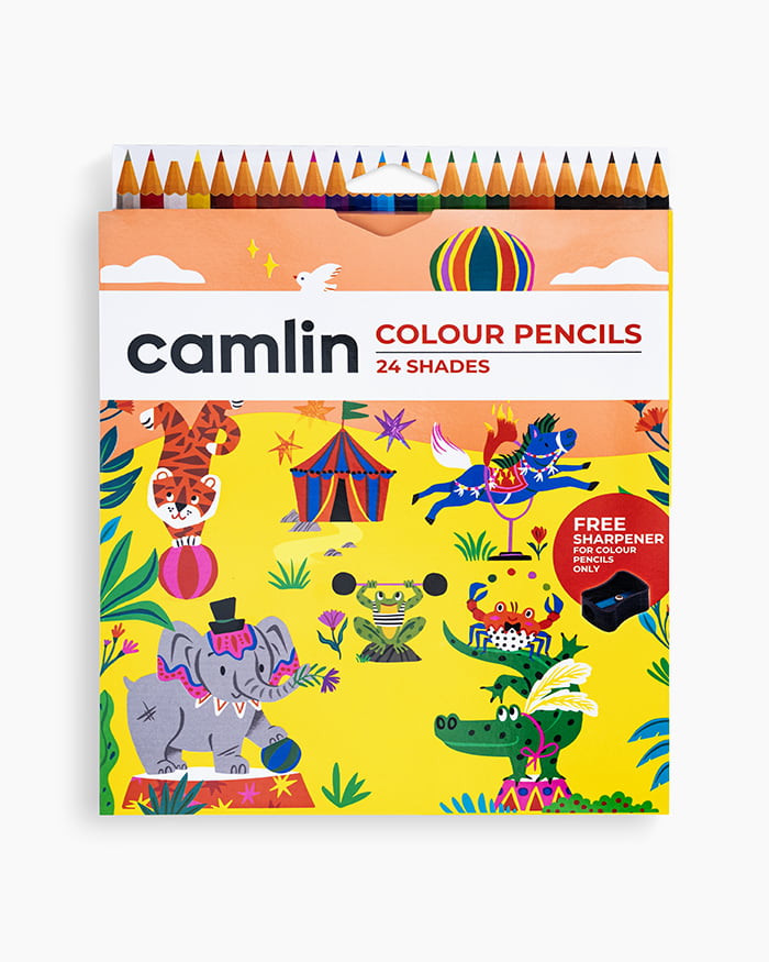 Camlin Colour Pencils Full Size Assorted 24 Shades With Sharpener