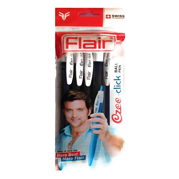 Flair Ezee Click Ball Pen Black Colour (Pack Of 5)