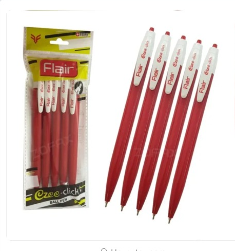 Flair Ezee Click Ball Pen Red Colour (Pack Of 5)