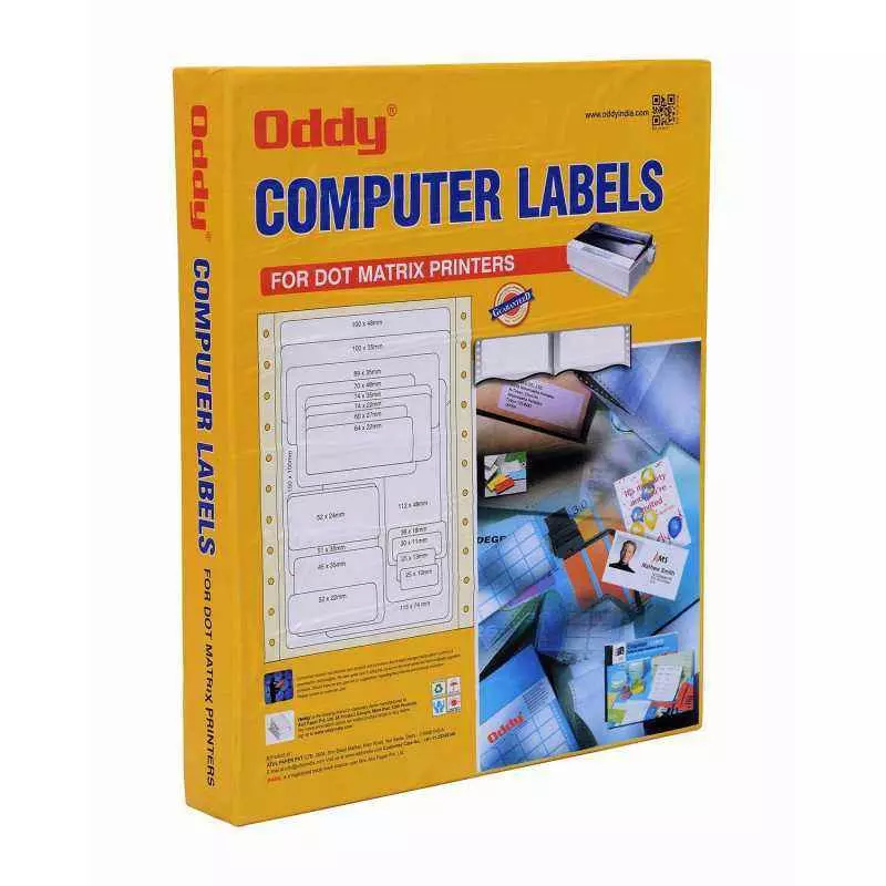 Oddy 52x22 mm Dot Matrix Paper Labels for Printers-Pack Of 200 Sheets