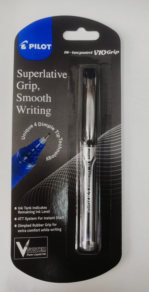Pilot Ball Pen Hi-tecpoint V10 Grip 1.0mm Black Colour (Pack Of 1)