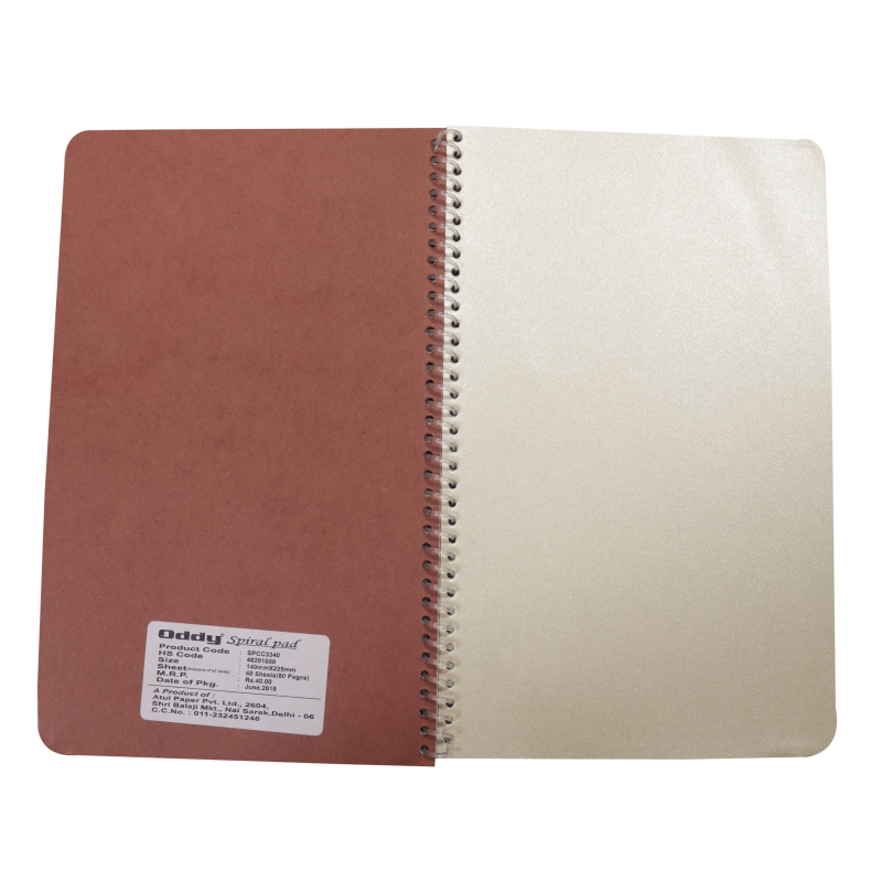 Oddy Spiral Note Book 1/8, 80 Pages-Pack of 10 (Size: 140mm x 225mm)