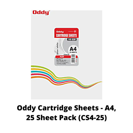 Oddy A4 Cartridge Sheet Plain Snow White 140 Gsm (Pack of 25)