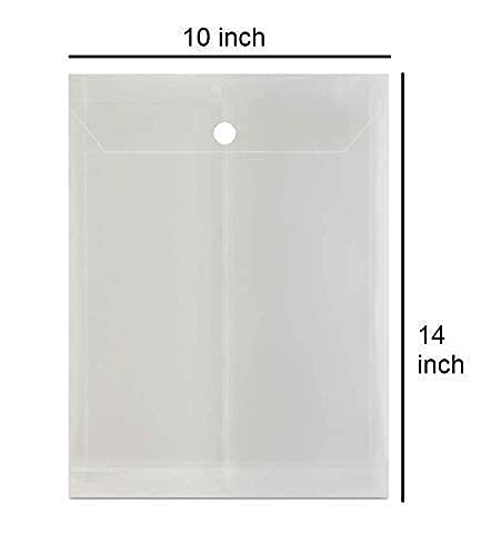 Plastic Transparent Document Button File Folder, Plastic Bag 14x10 (Pack Of 12)