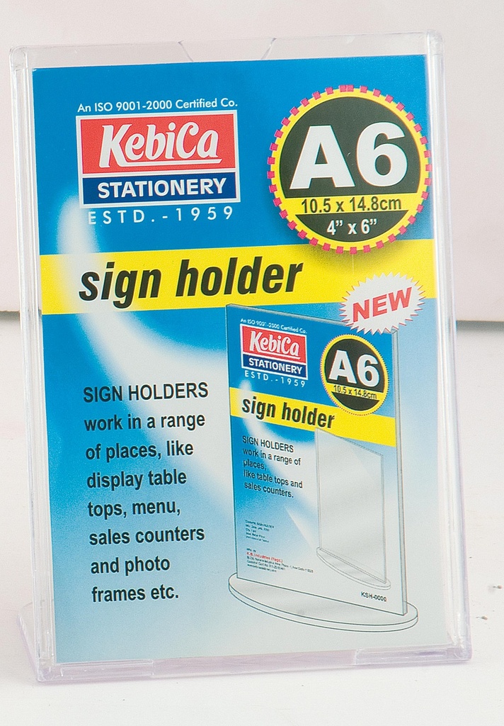Kebica Appointment Stand, Oval Base Sign Holder Double Sided, Size A6 (6x4) Pillar Stand