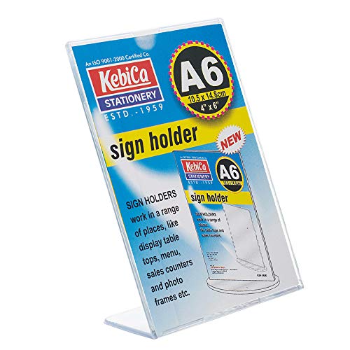 Kebica Appointment Stand, Oval Base Sign Holder Double Sided, Size A6 (6x4), L Shape Stand 