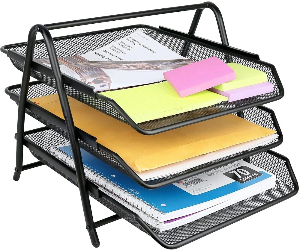 Kebica Paper Tray, Mesh Wire Metal Document Tray Set of 3 Tiers