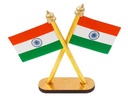 Kebica Double Sided Indian Flag Cross Design Brass  with Metal Rod 6 Inch-Pack Of 2