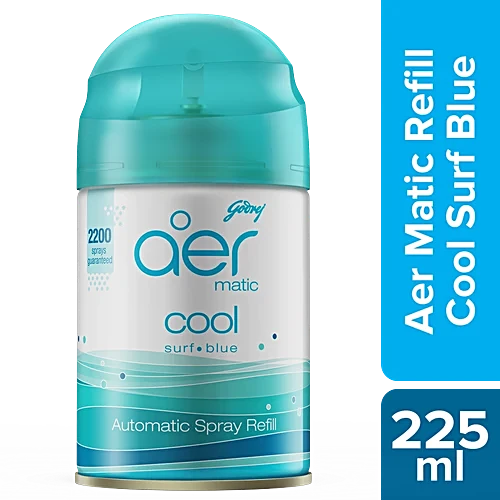 Godrej Aer Matic Spray Refill, Flavour Cool Surf Blue (225ml/134g)