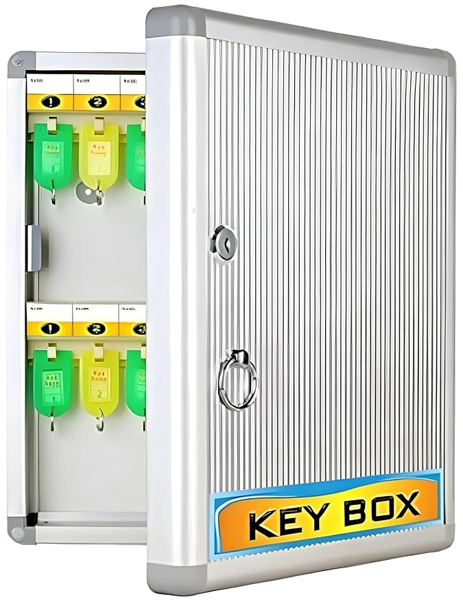 Kebica Key Box Aluminium Cabinet, 24 Slots Key Stand, Size 12.5x8.25x2.5 Inch (No.1024)