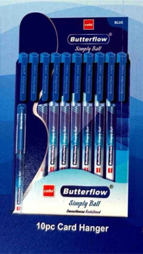 Cello Butterflow Simply Ball Pen Blue Colour 0.7mm (Pack Of 10)