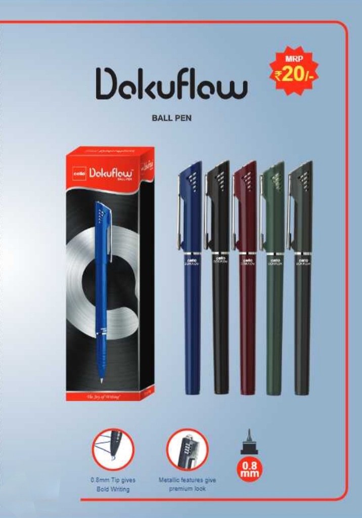 Cello Dokuflow Ball Pen Blue 0.8mm