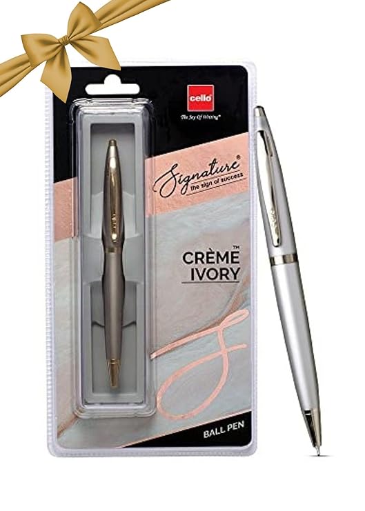 Cello Signature Creme Ivory Ball Pen Blue 0.7mm