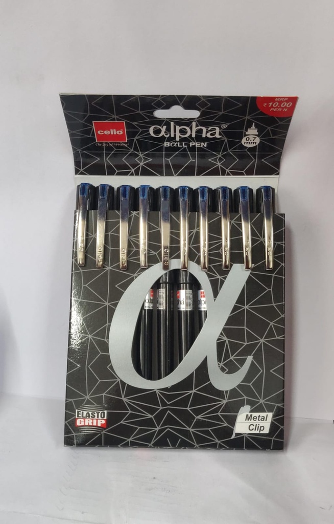 Cello Alpha Ball Pen Blue 0.7mm (Pack Of 10)