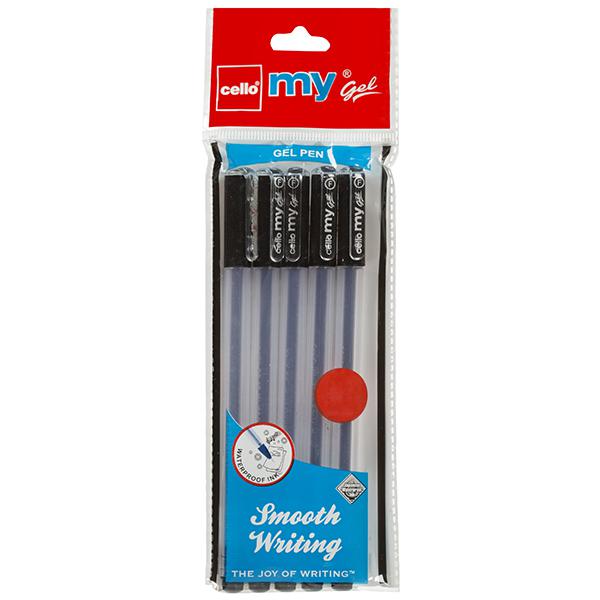Cello My Gel Pen Black 0.6mm (Pack Of 5)