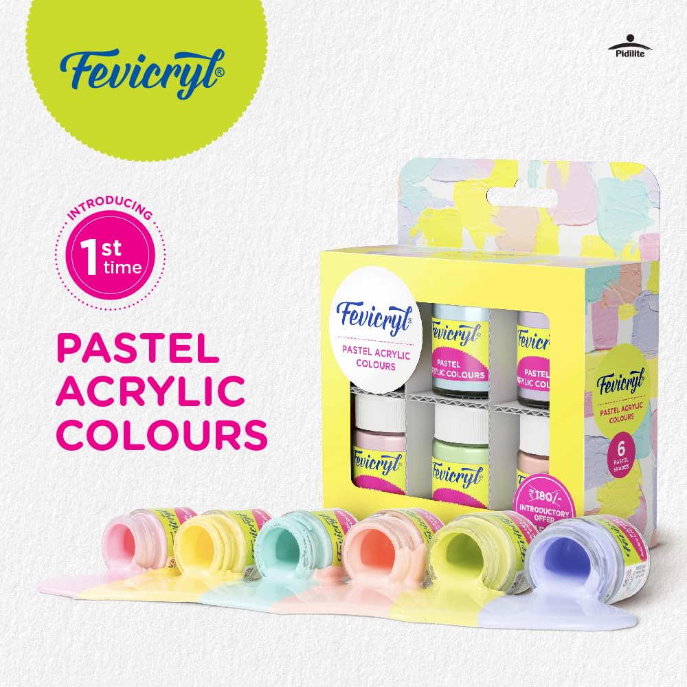 Pidilite Fevicryl Pastel Acrylic Colours Kit 6 Shades