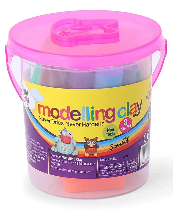 Kores Modelling Clay Assorted 8 Shades Tub (80gm) with 3 Mini Moulds