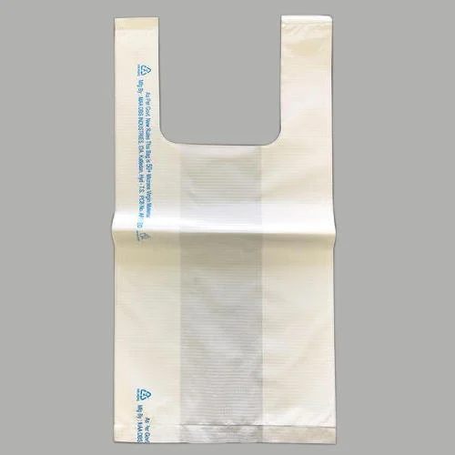 Plastic Milky White Handle Bag 8x10, 1kg