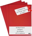 Pastel Colour Paper A3 Size 160 Gsm Red Colour Double Sided (Pack Of 20)