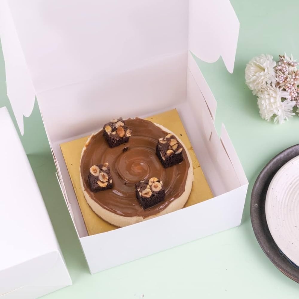 Cake Box Duplex White Size 8x8x5 Inch For 500gm Cake (Pack Of 50)