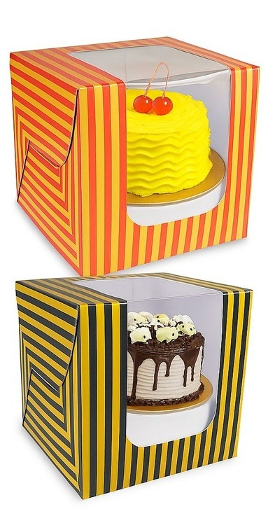 Premium Cake Box Large Window, Size 8x8x8 Inch, Highted Box (Pack Of 25)