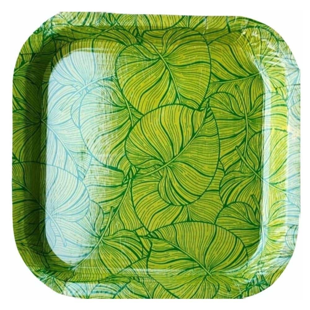 Paper Plates Square Green Leaf, Multi Lamination 6x6 (Pack Of 25)