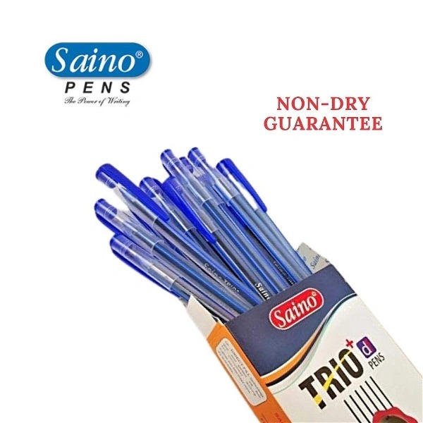 Saino Trio Plus Use & Throw Ball Pen Blue Colour (Pack Of 20)