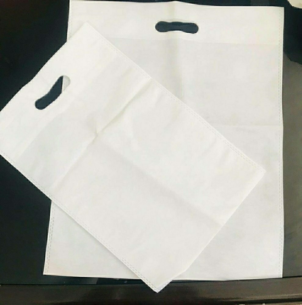 Non Woven D Cut Carry Bag Plain White 10x14 Inch (Pack Of 100)